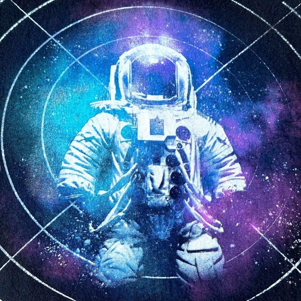 🌸3/$15🌸 NASA Astronaut Tee Space Graphic Print Crew Neck Short Sleeve Black Med - Picture 6 of 7